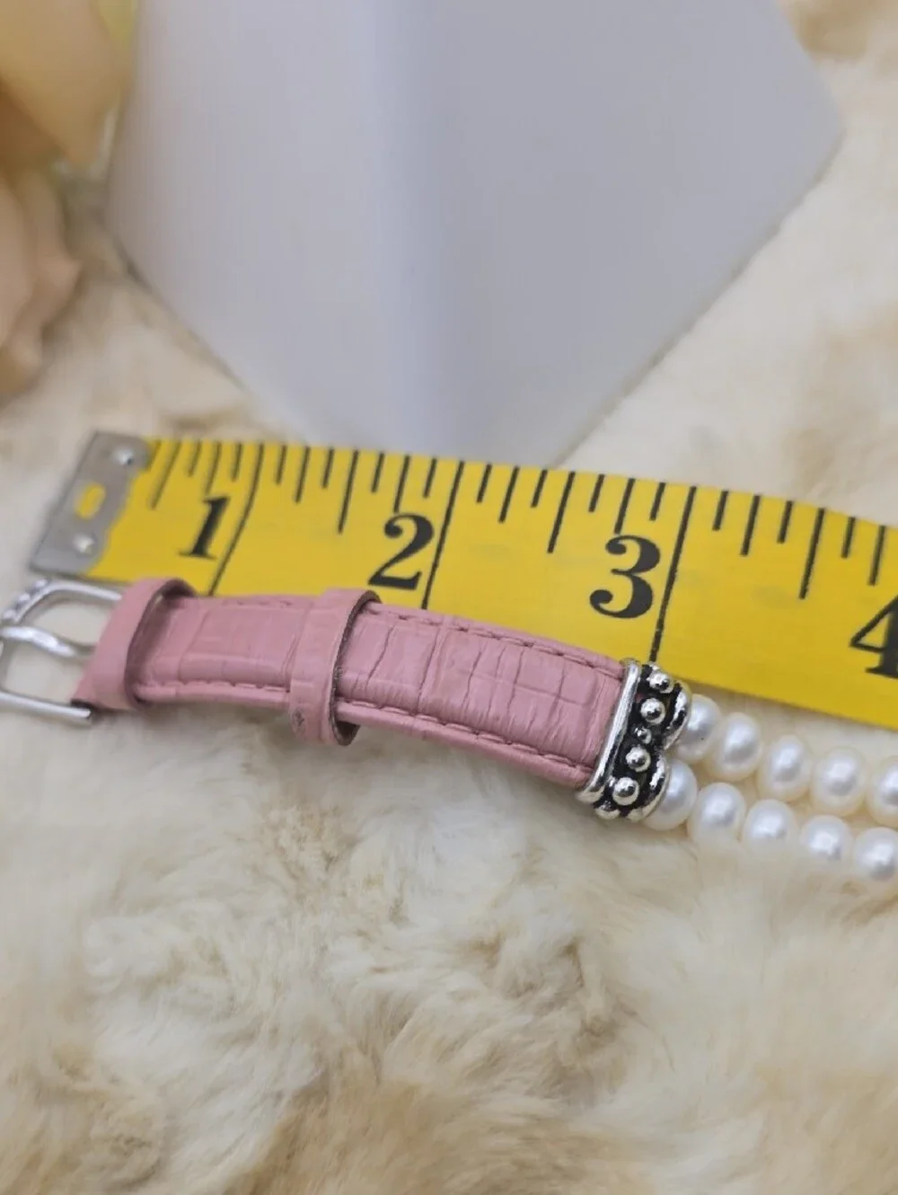 Honora Vintage Pink Leather Double Row Cultured Freshwater Pearl Buckle Bracelet